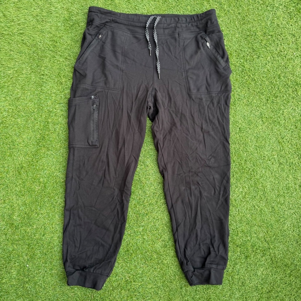 JAANUU Cargo Jogger Pants Womens Size XL Petite Elastic Waist Drawstring Black
